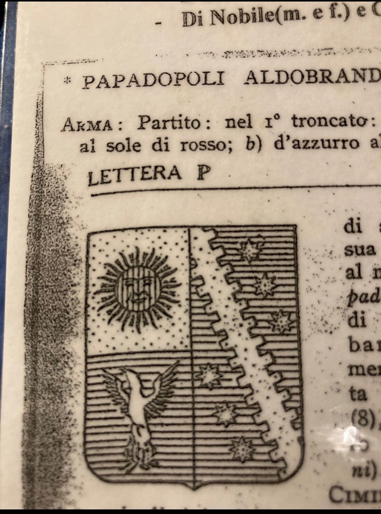 Stemma Papadopoli Aldobrandi Luca Zama - Cerimonia per la promessa al cavalierato Priorato di San Martino dell’ordine Ordo Militiae Christi Templi Hierosoljmitani